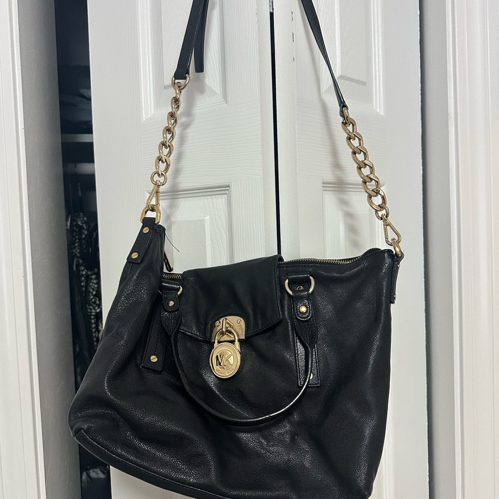 Michael Kors Black Shoulder Bag with Gold Chain